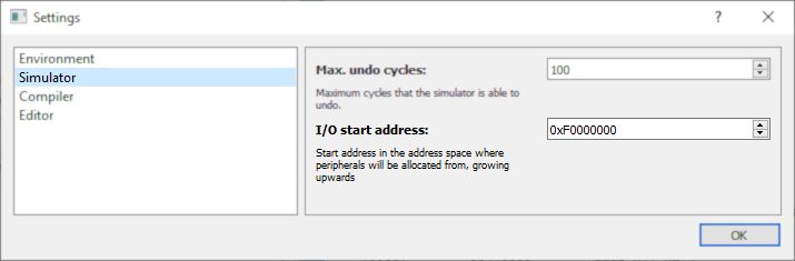 I/O start address