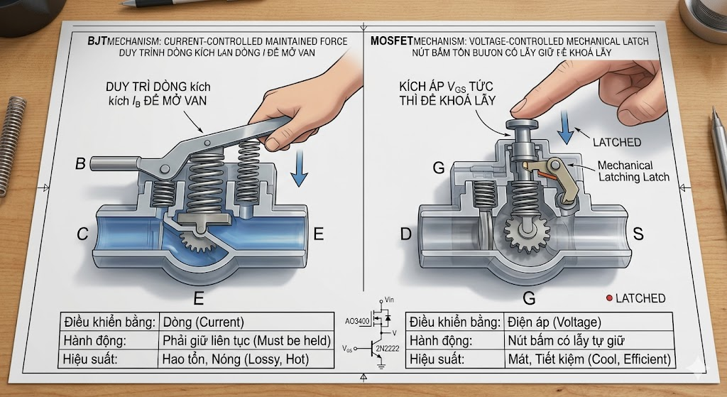 Phân biệt họ BJT và Mosfet