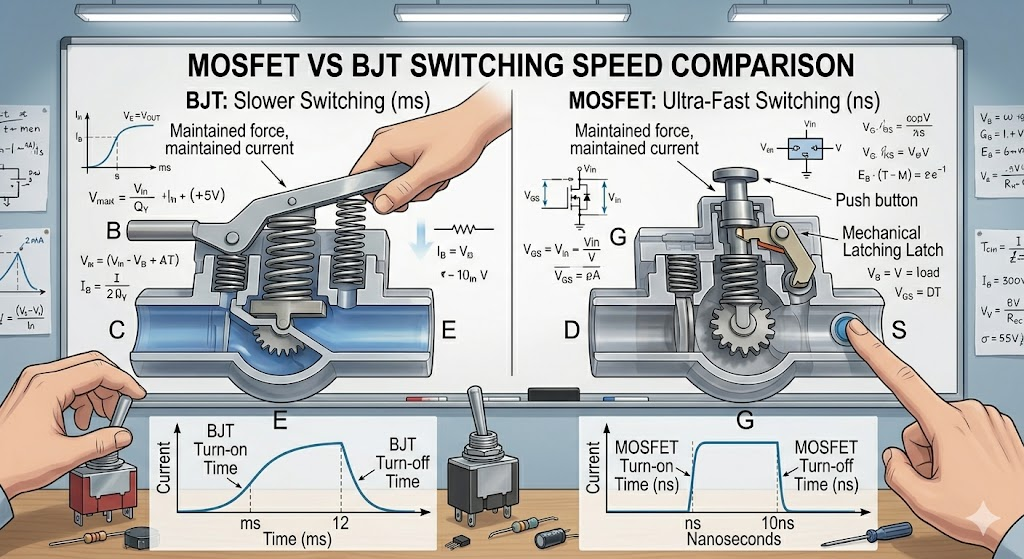 Phân biệt họ BJT và Mosfet về speed